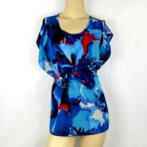 DAISY FUENTES multicolor empire waist career  blouse top Womens Small